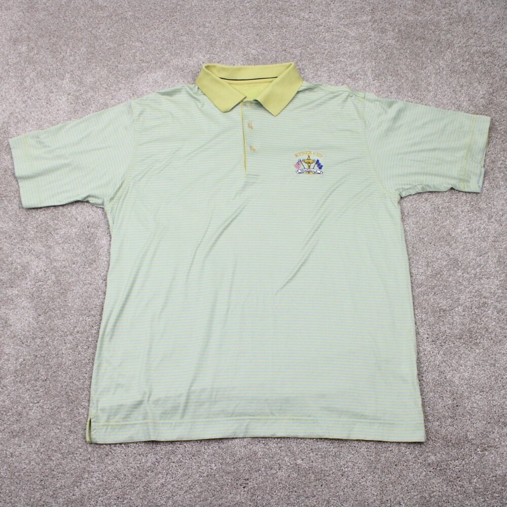 Cutter & Buck Polo Signature Polo Shirt Mens Large Green Ryder Cup Logo Valhalla